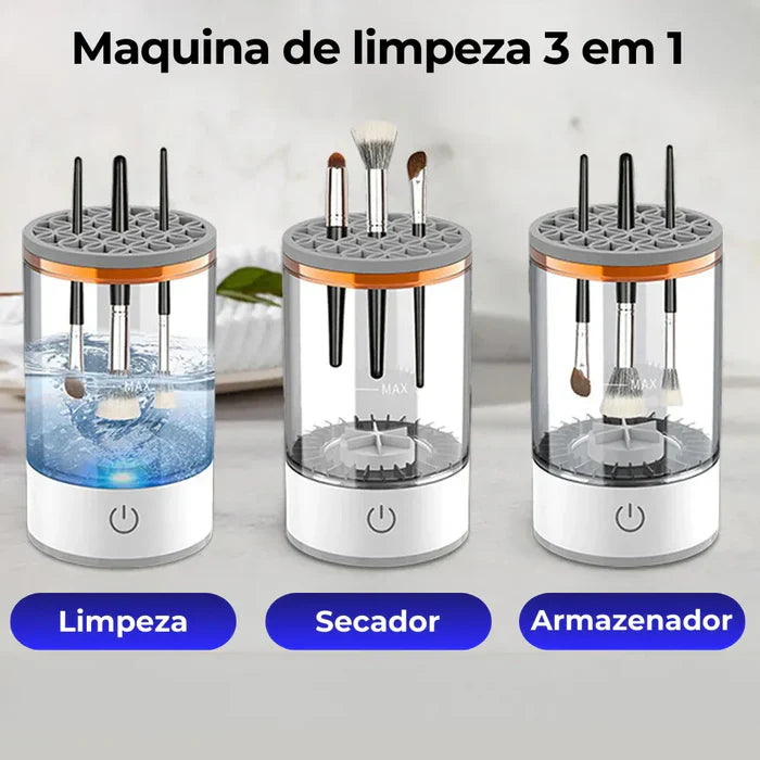 MakeClean™ Limpador de Pincel de Maquiagem 3 em 1 [Brinde Kit Completo de Pinceis]