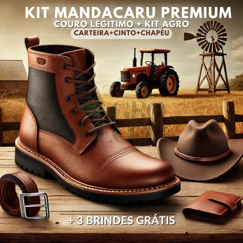 BOTA IMPERIAL MANDACARU™ – [Couro Premium] +  [KIT AGRO BRINDE]
