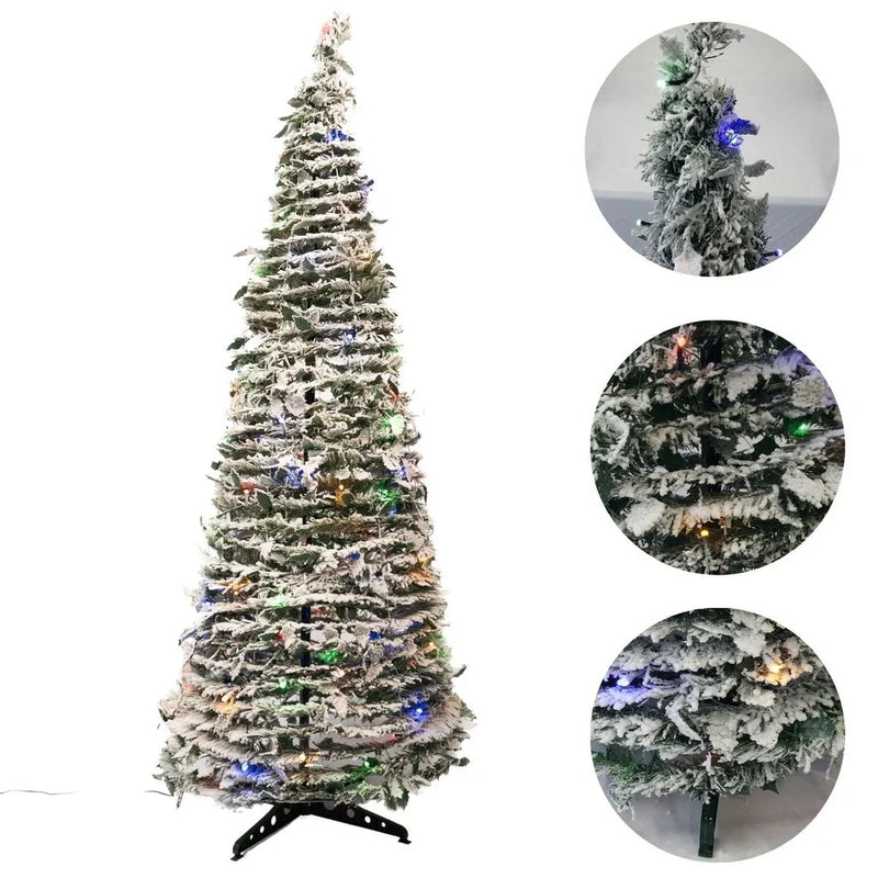 ÁRVORE NATALINA NEVADA RETRATIL C/98LED COLOR 1,5MTS BIVOLT