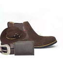 Bota Botina Masculina Chelsea Couro Nobuck Angus + Carteira Cinto Chapéu
